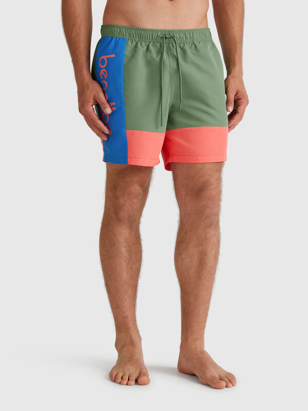 Color block swim trunks Men