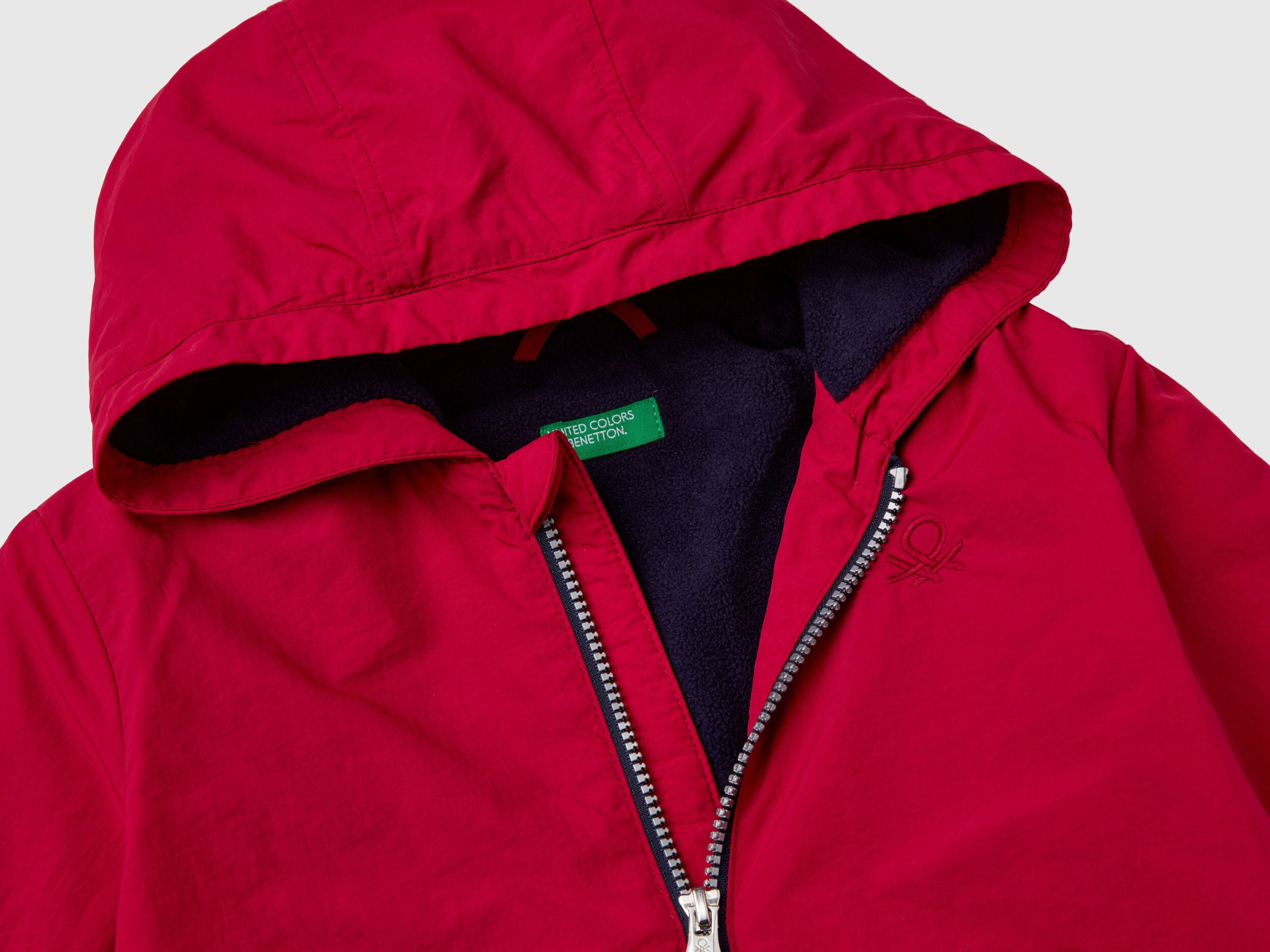 Jacket with oversized hood Red Benetton