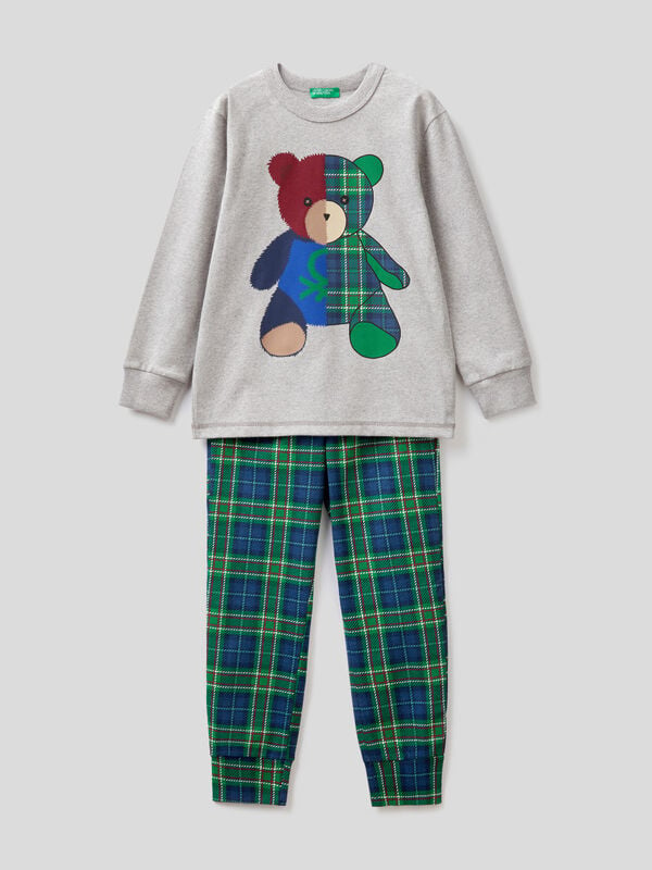 Pijama cálido con estampado de osito Niño
