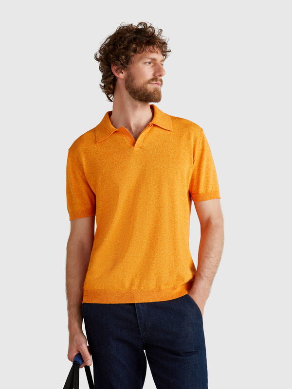 Polo de manga corta en mezcla de algodón Hombre