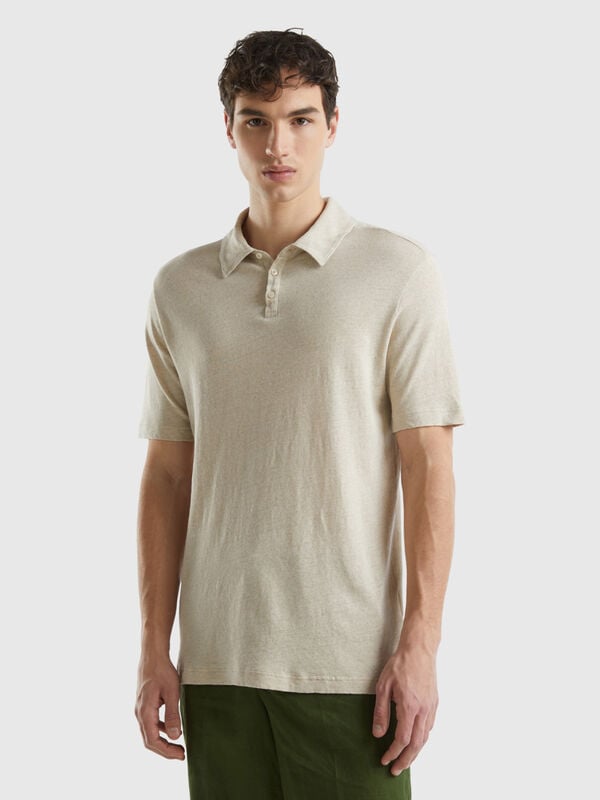 Polo in linen blend Men