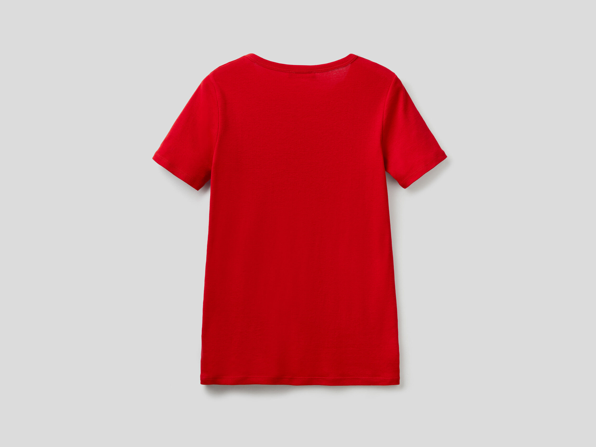 T-shirt in 100% cotton with glitter print logo - Red | Benetton