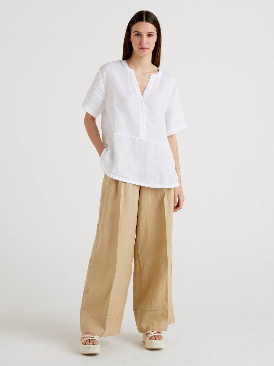 SCUBE DESIGNS Cotton Regular Fit Pant Palazzo Bottom Free Size (Beige), L :  : Fashion