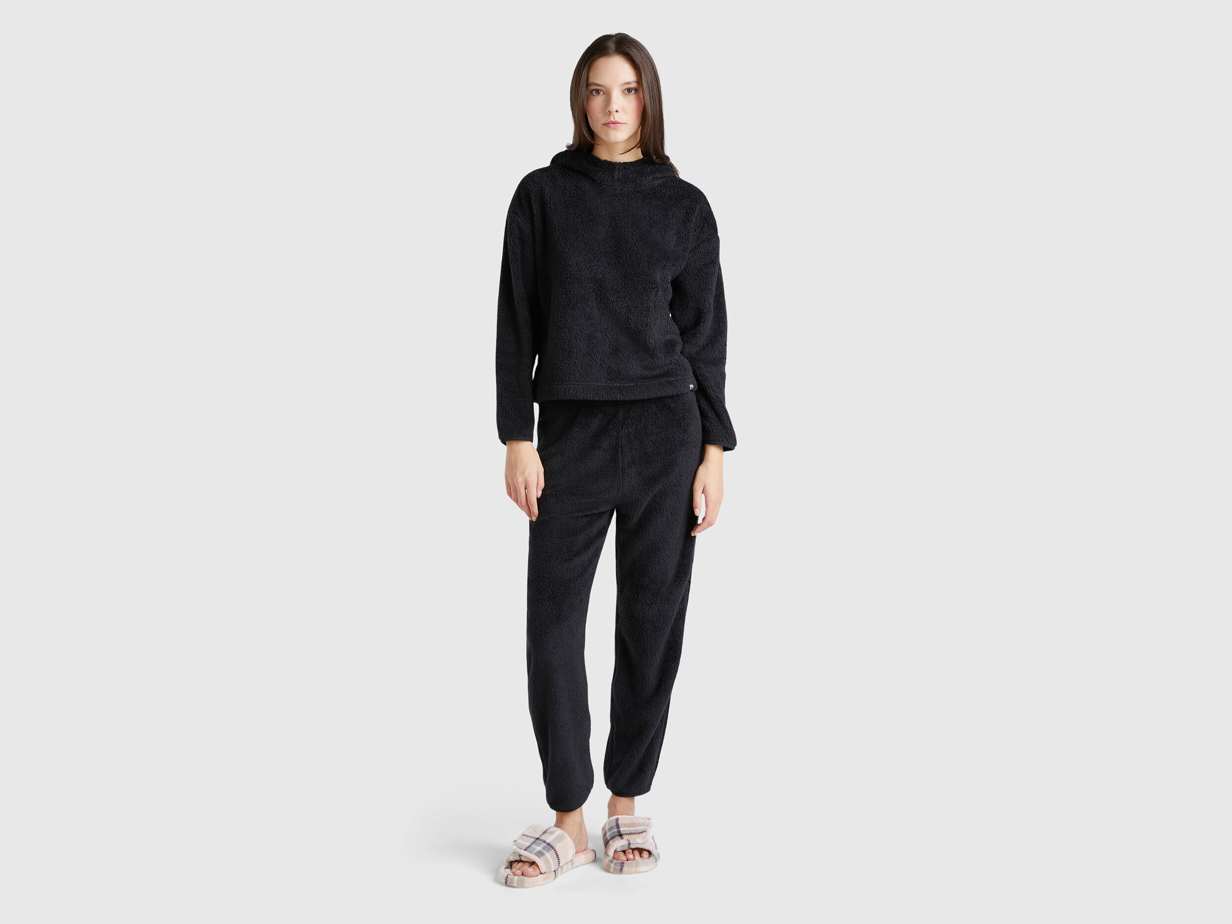 Faux fur joggers Black Benetton