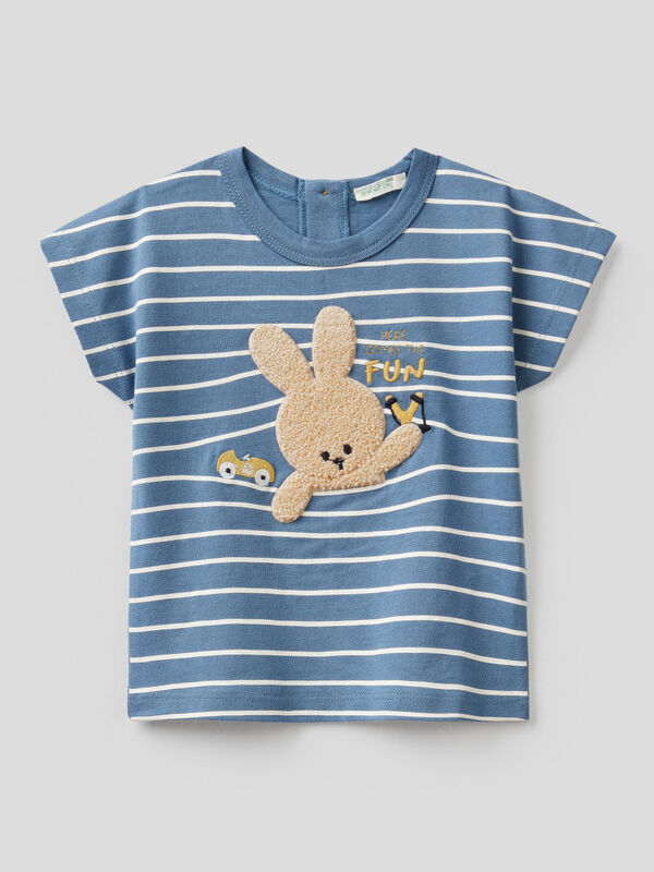 T-shirt with print and stripes in organic cotton New Born (0-18 months)