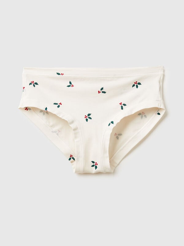 Underwear with Christmas holly print Women