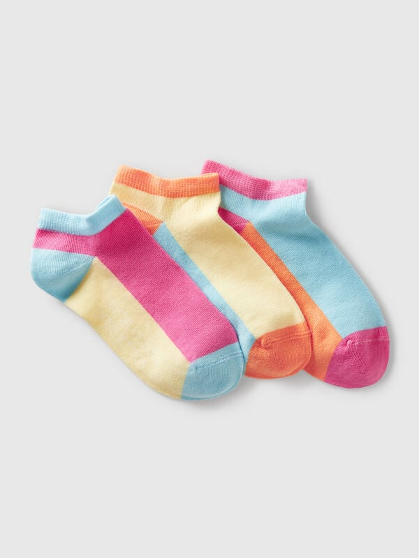 Three pairs of color block socks Junior Boy