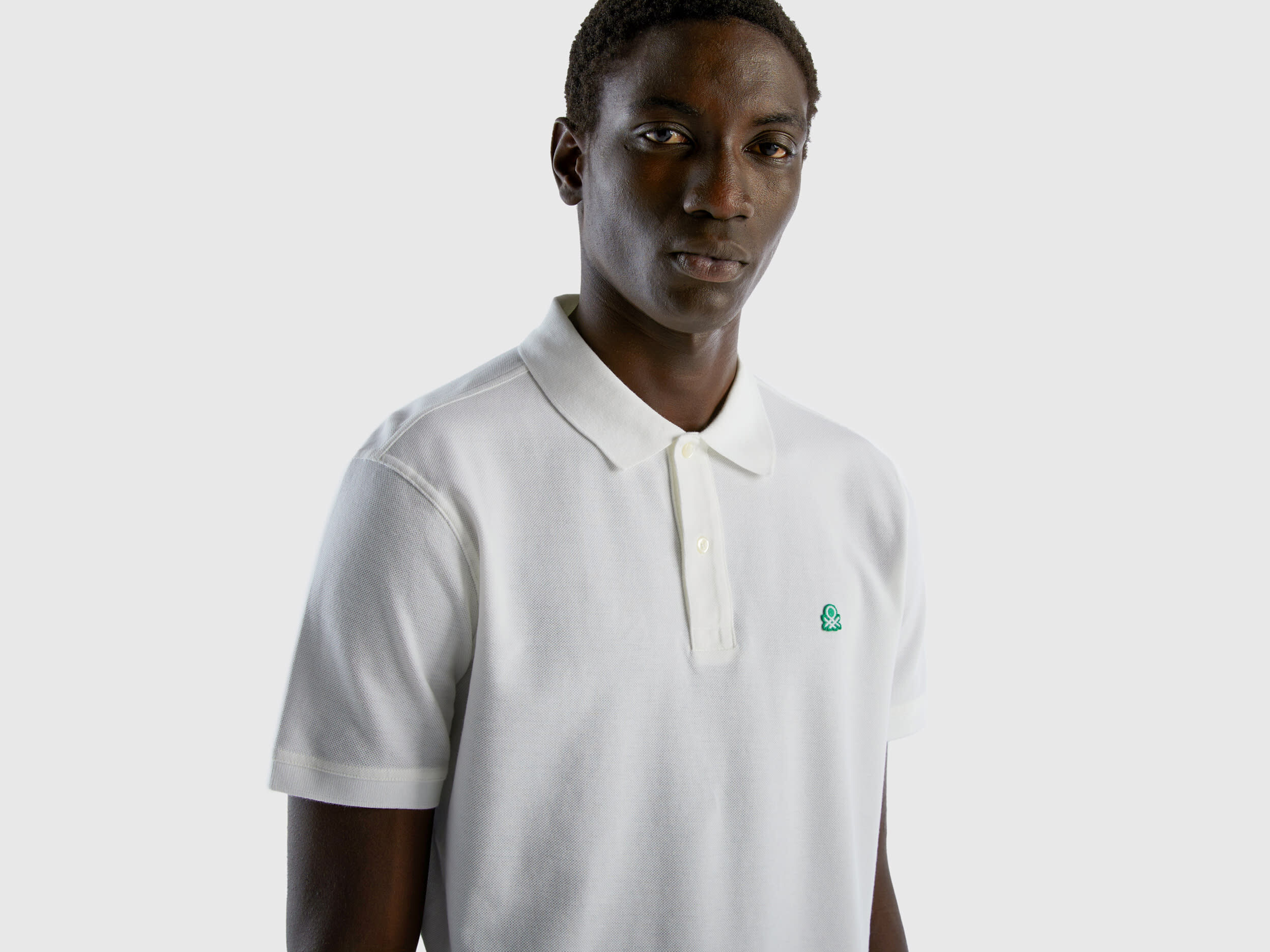 White regular fit polo White Benetton