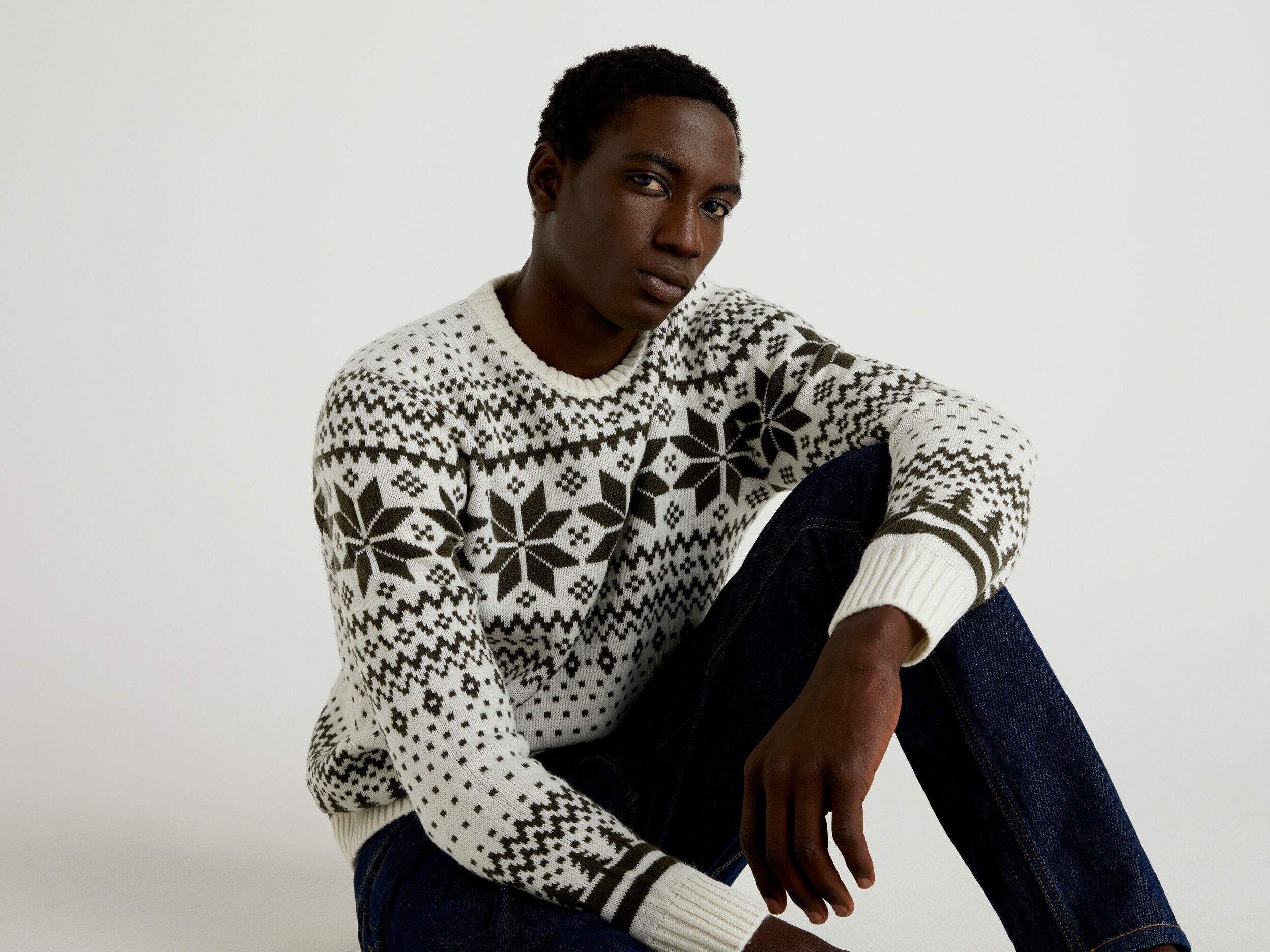Benetton jacquard deals sweater