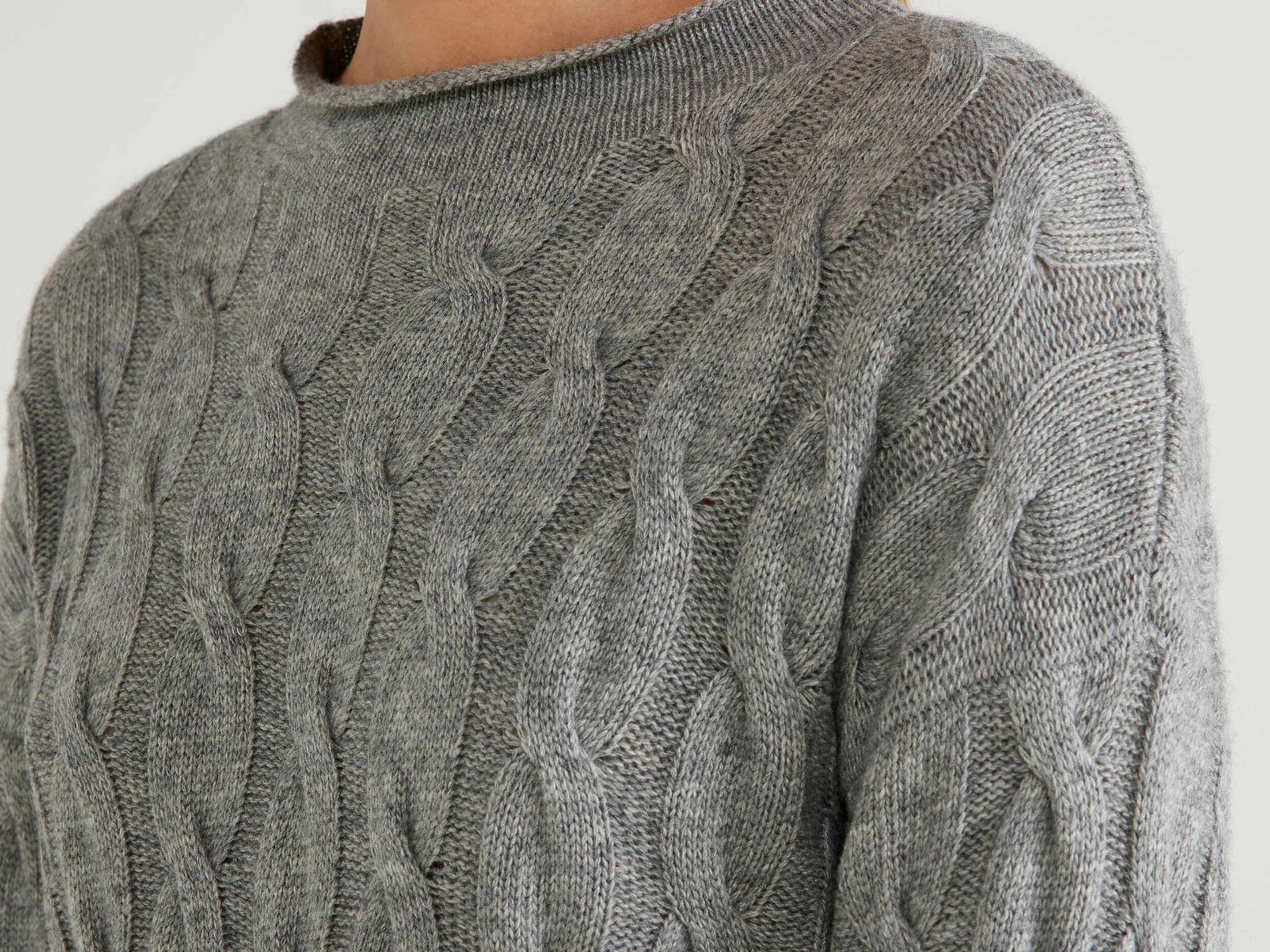 grey cable knit turtleneck sweater