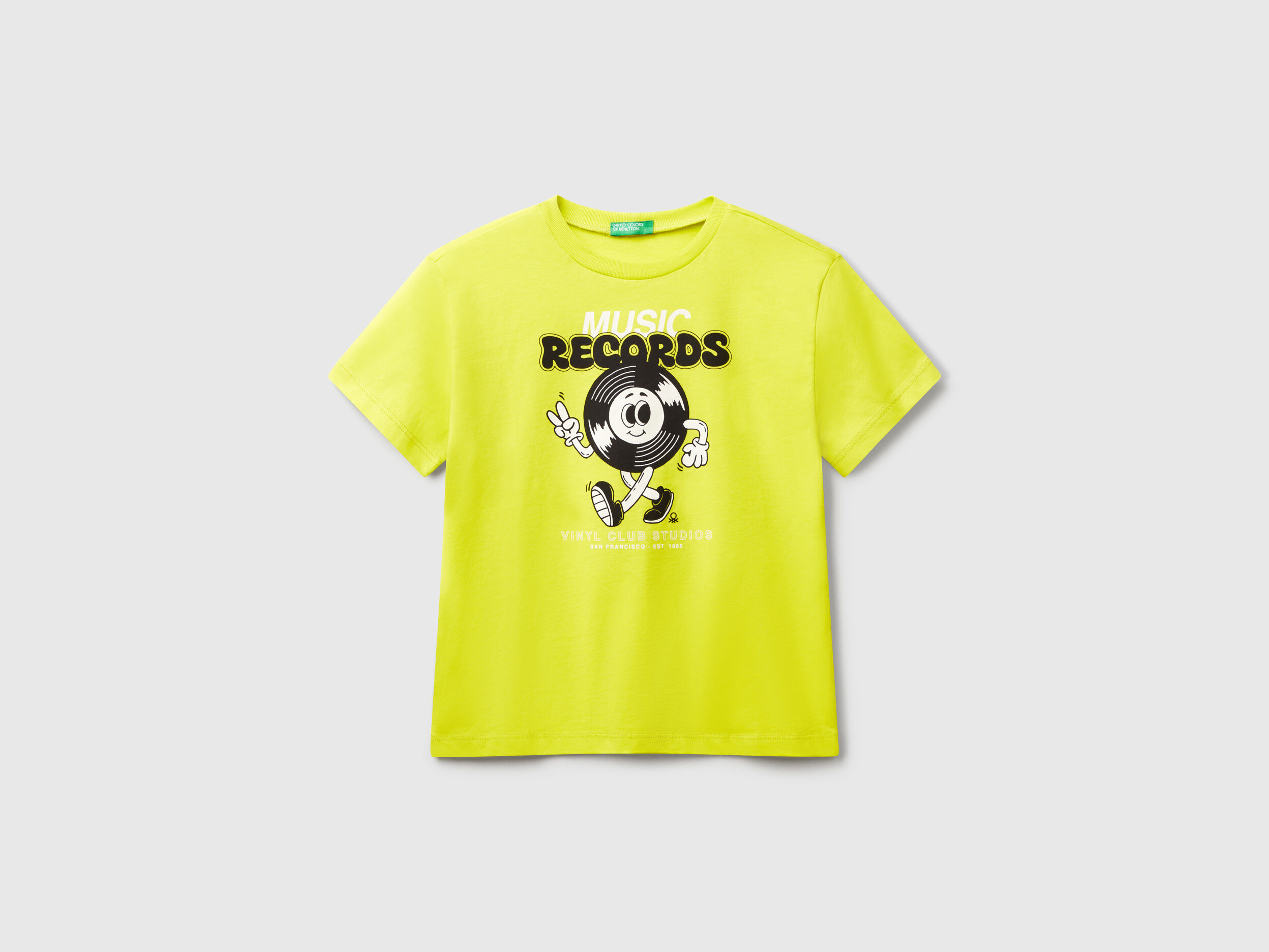 T-shirt with neon print - Neon Yellow | Benetton