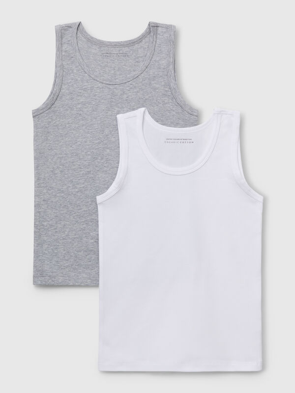 Dos camisetas sin mangas elásticas de algodón orgánico Niño