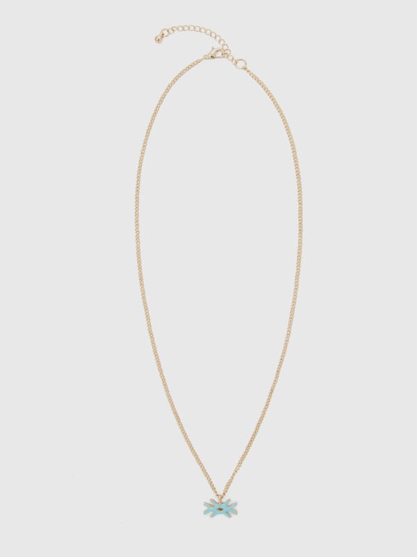 Necklace with sky blue logo pendant Women