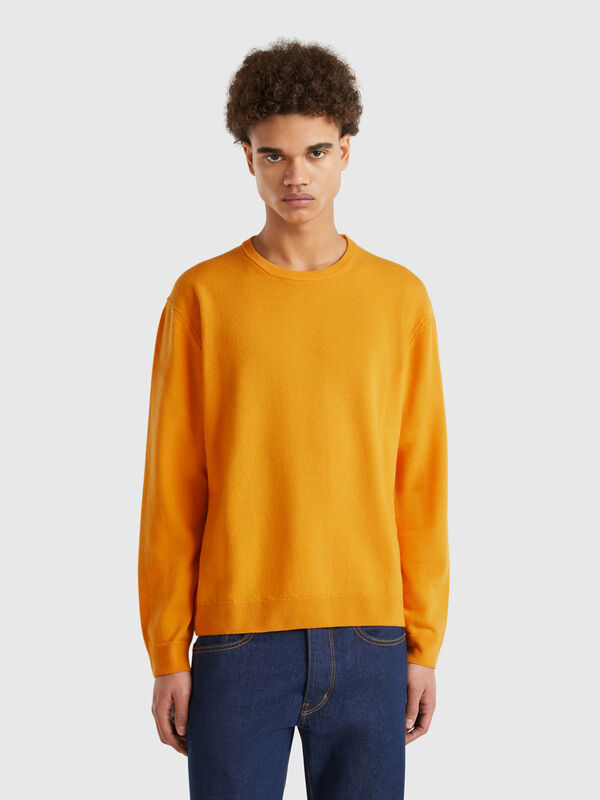 Jersey amarillo ocre de pura lana merina Hombre