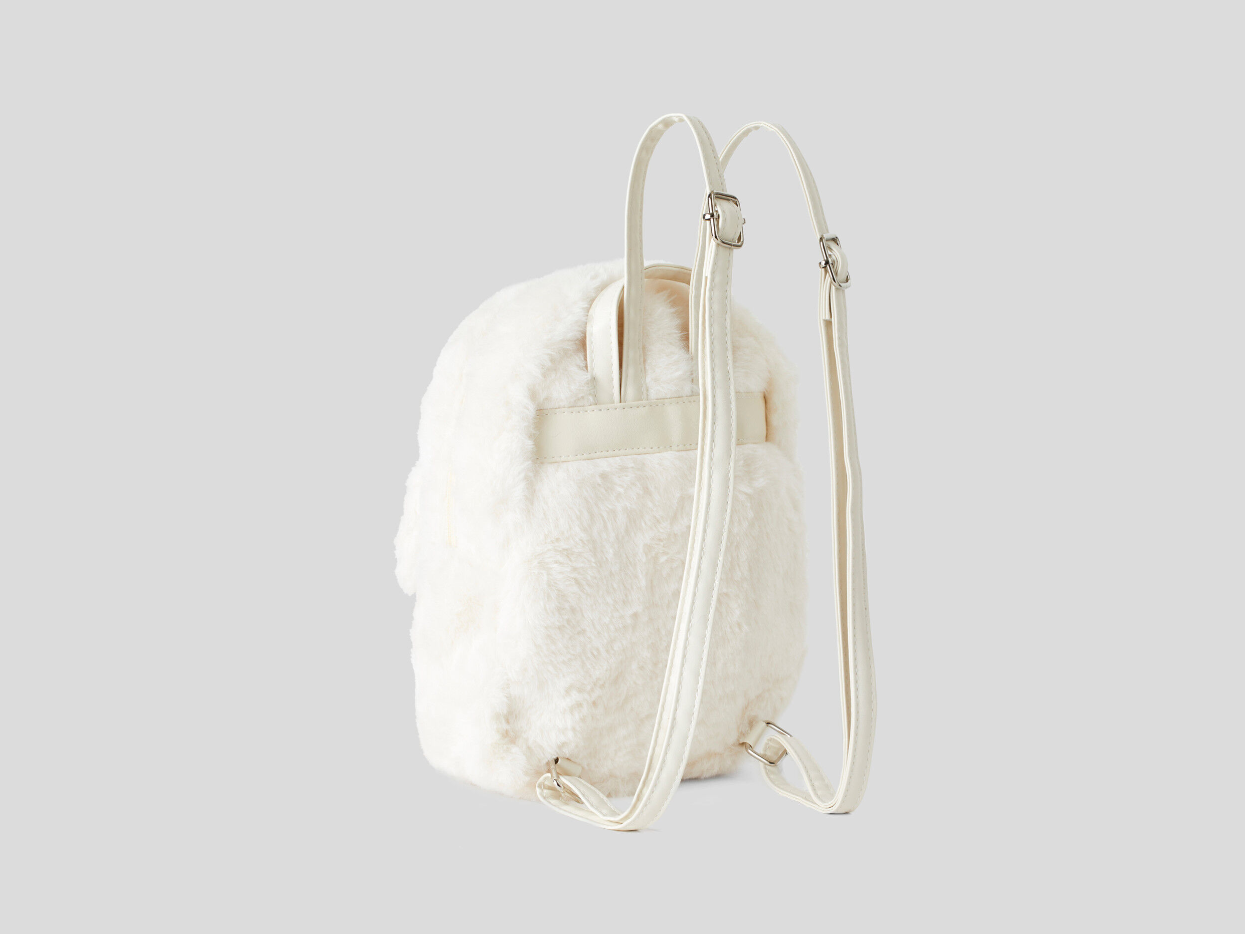 Rucksack in faux fur Creamy White Benetton