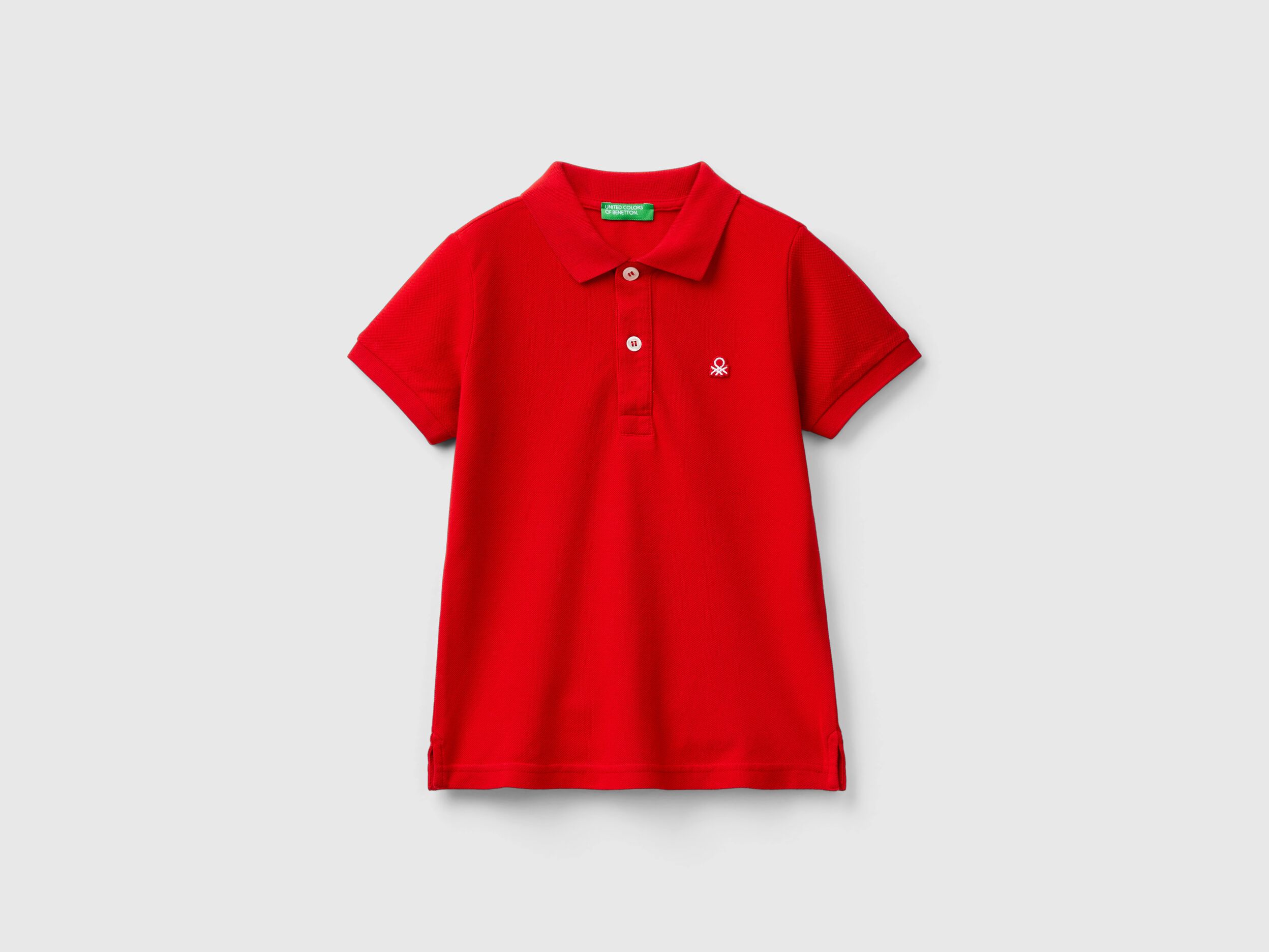Short sleeve polo in organic cotton Red Benetton