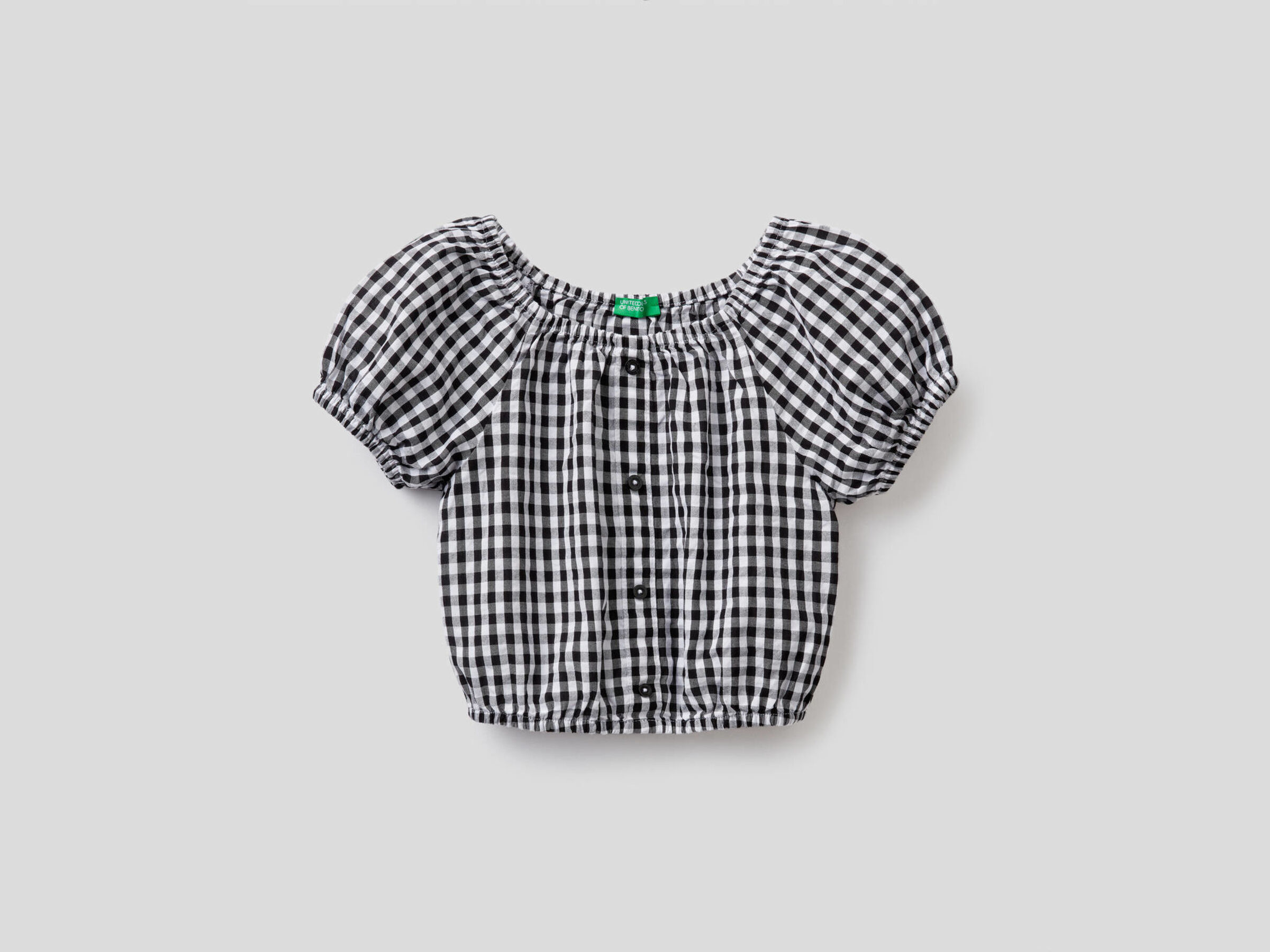 Cropped Vichy pattern blouse image number null