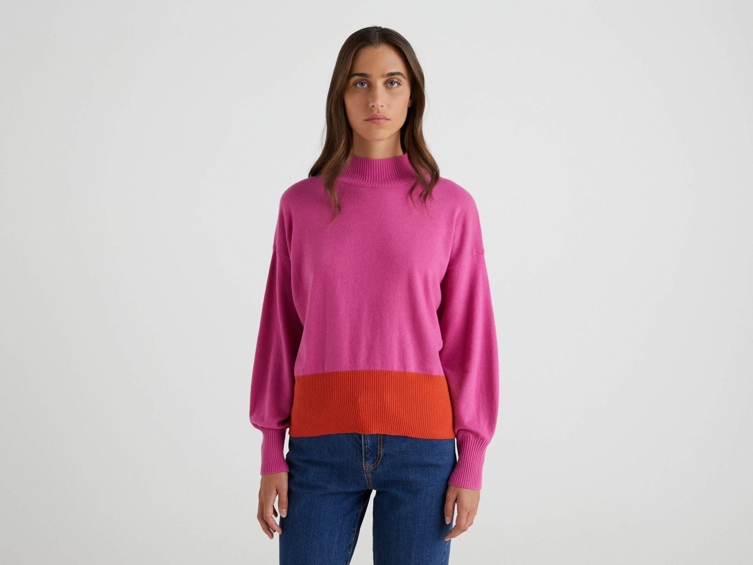Neon pink sales turtleneck sweater