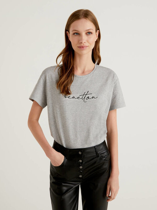 100% organic cotton t-shirt with logo print Women