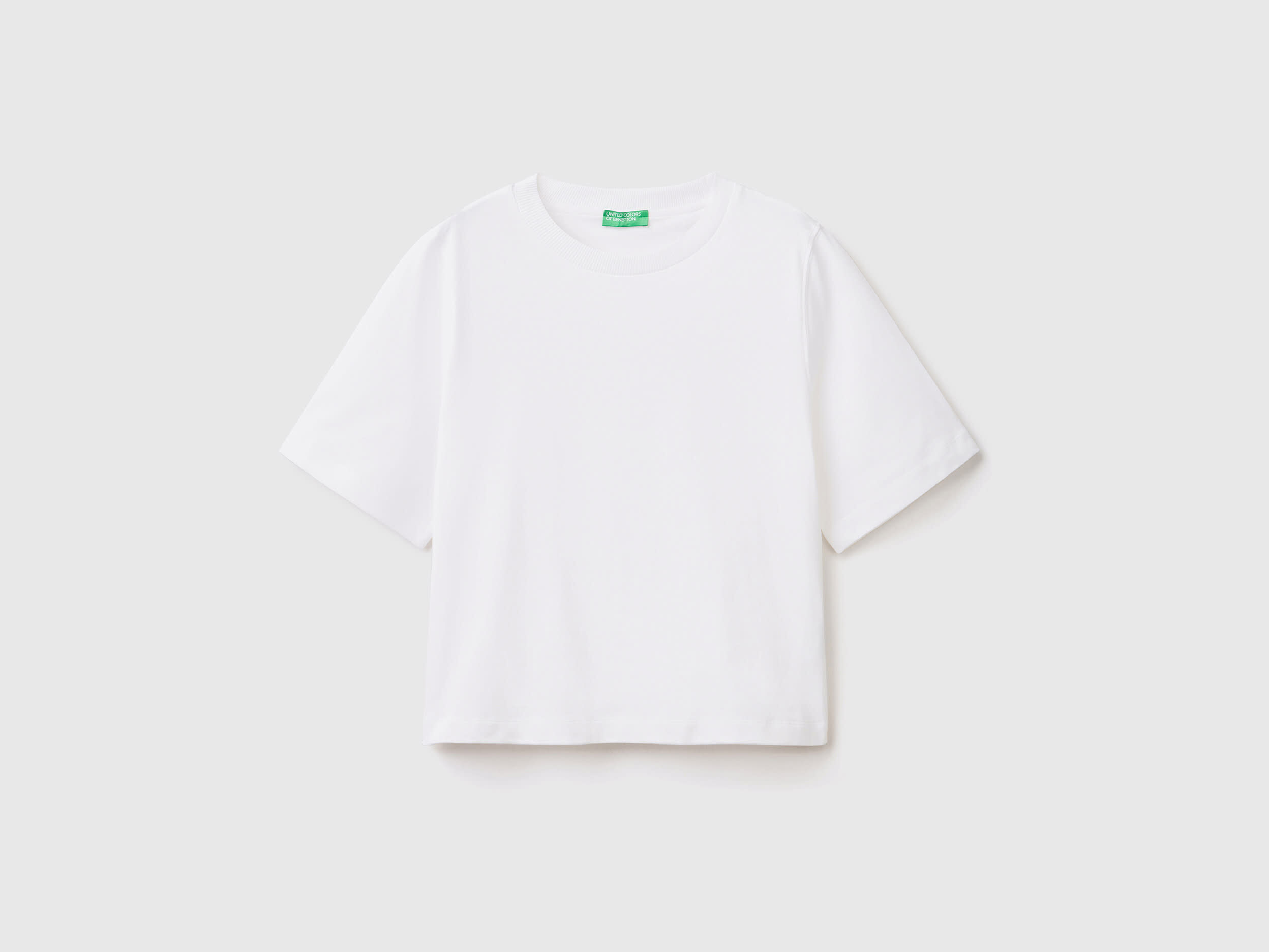 100 cotton boxy fit t shirt White Benetton