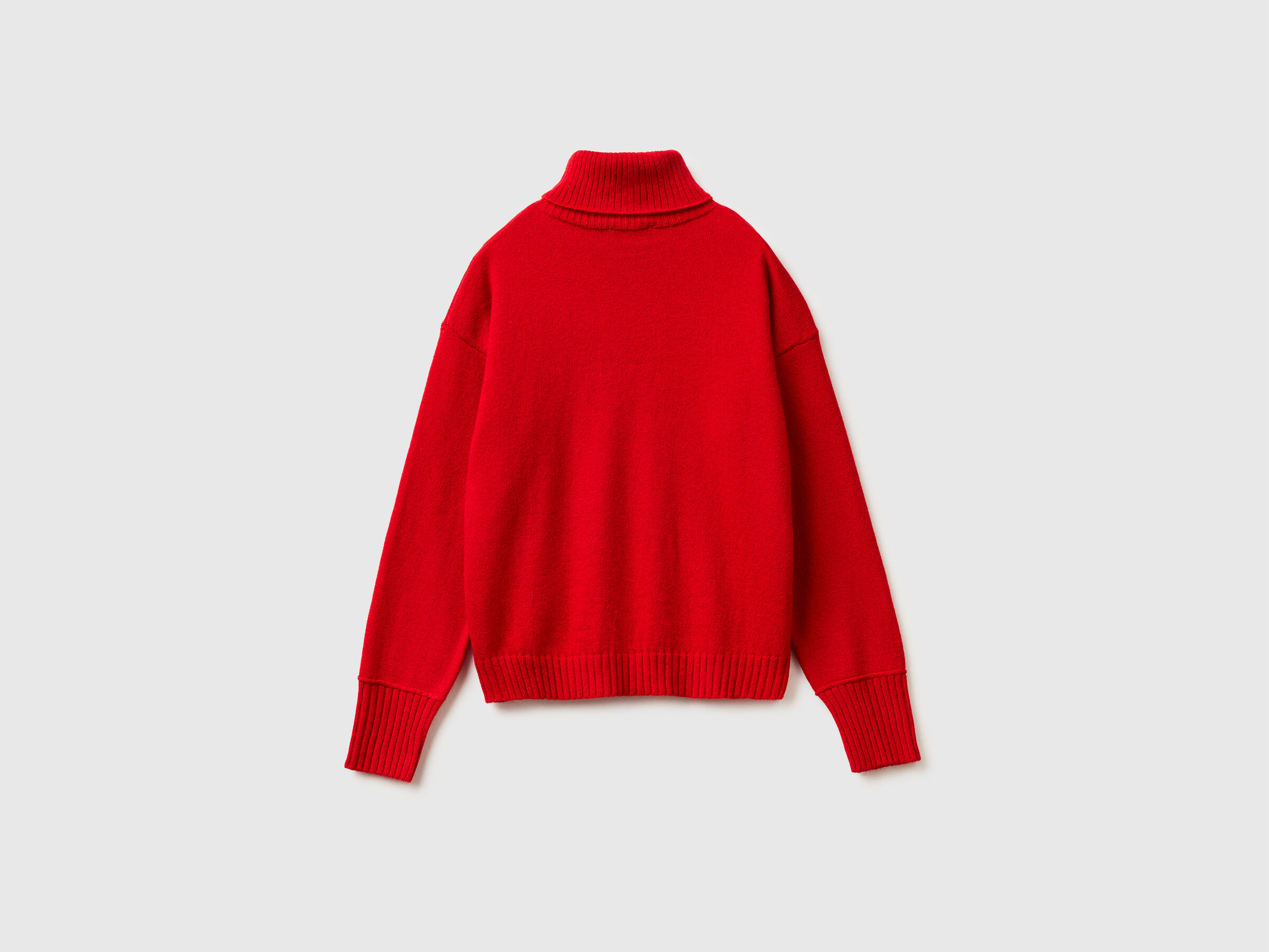 Turtleneck in wool blend - Red | Benetton