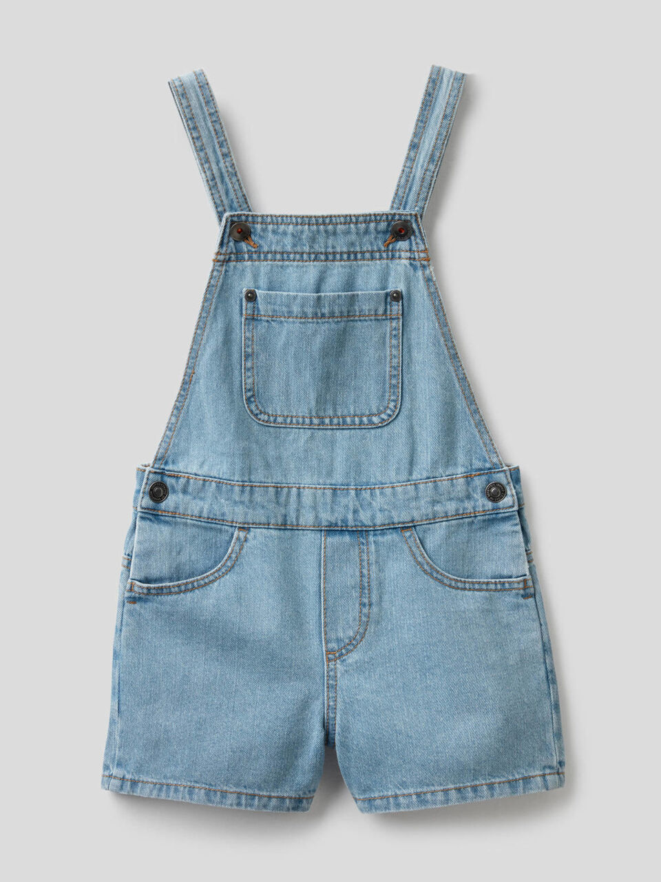 Short overalls in 100% cotton denim image number 1