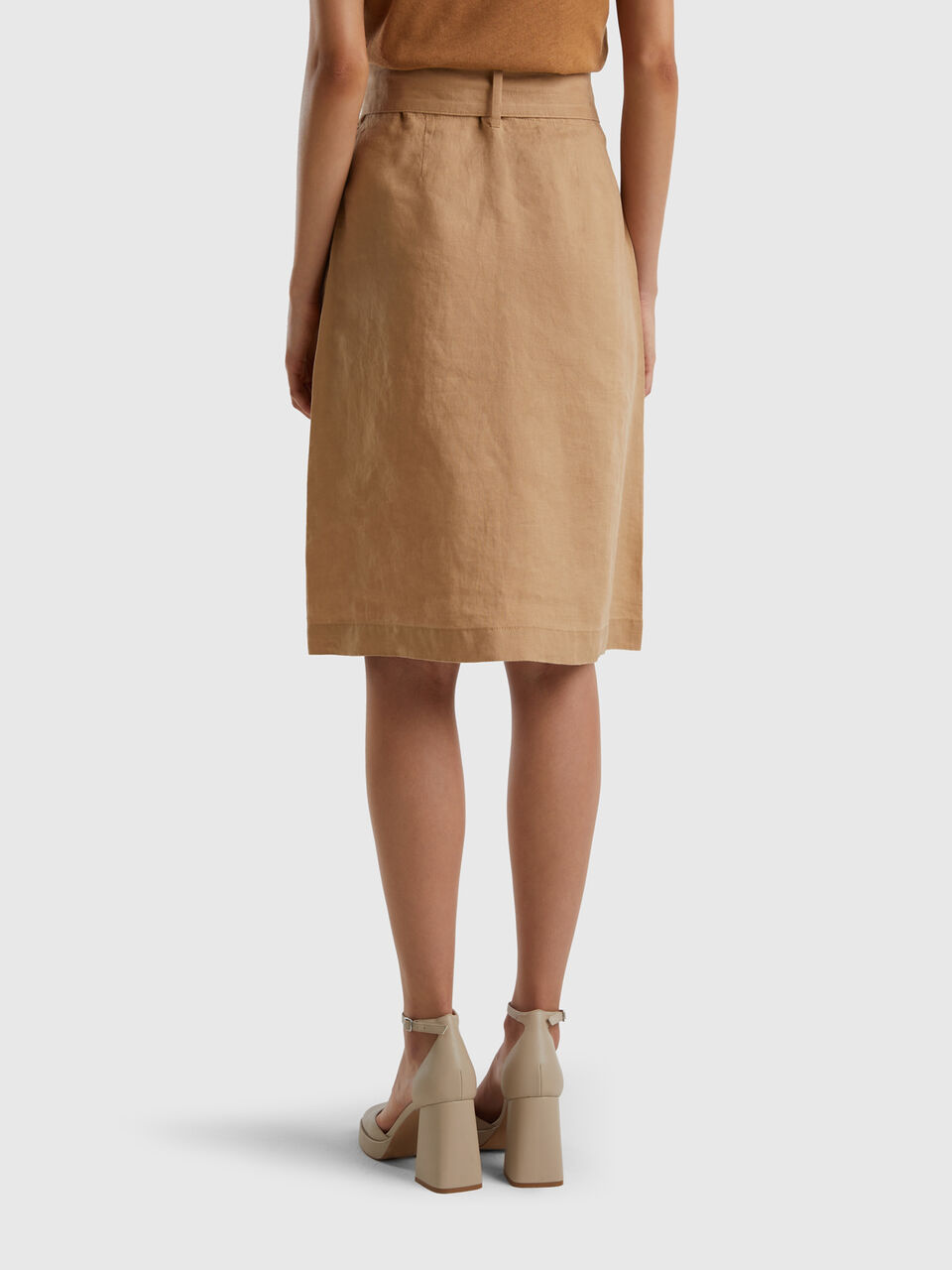 Wrap skirt in pure linen - Camel