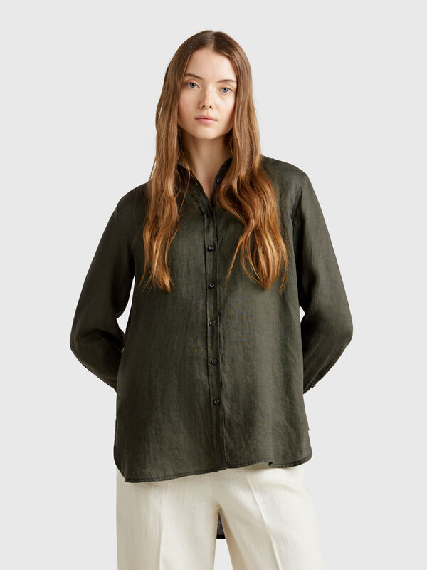 Camisa larga de puro lino Mujer