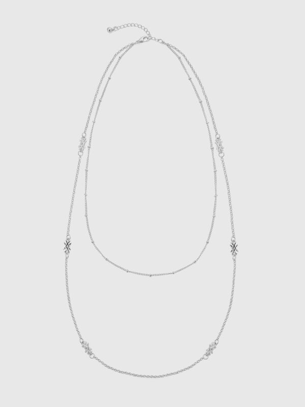 Silver double chain necklace Women