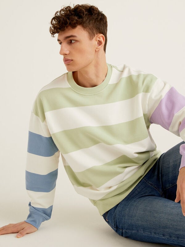 Striped sweatshirt in organic cotton Men
