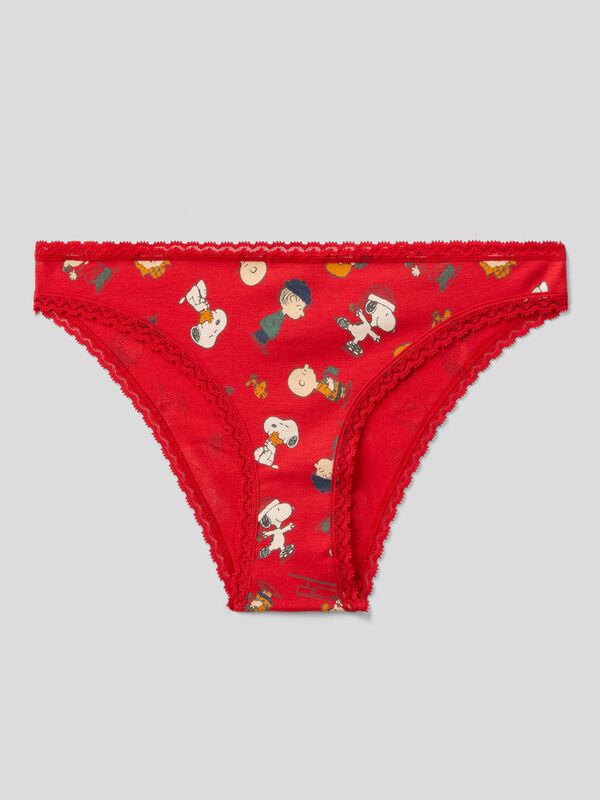 Red Christmas Reindeer Pattern Women Cotton Underwear Bikini