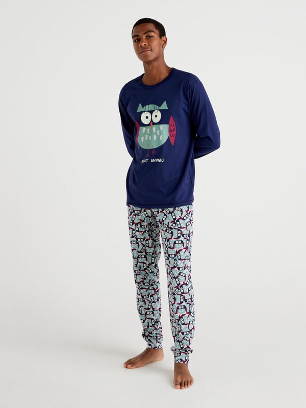 Warm pyjamas with owl print Men