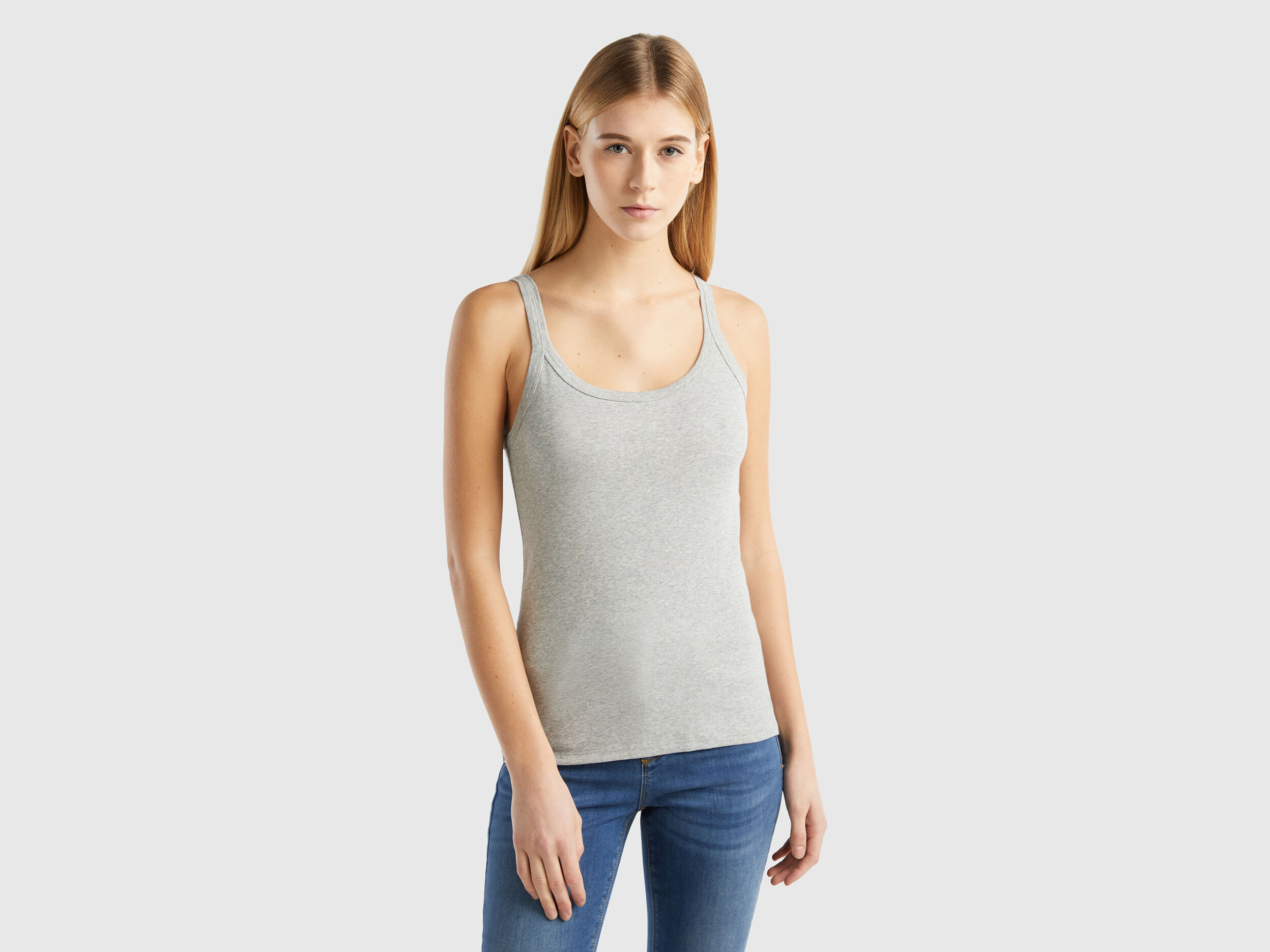 【コンビニ受取対応商品】 Light gray pure cotton tank top - Light Gray | Benetton トップス