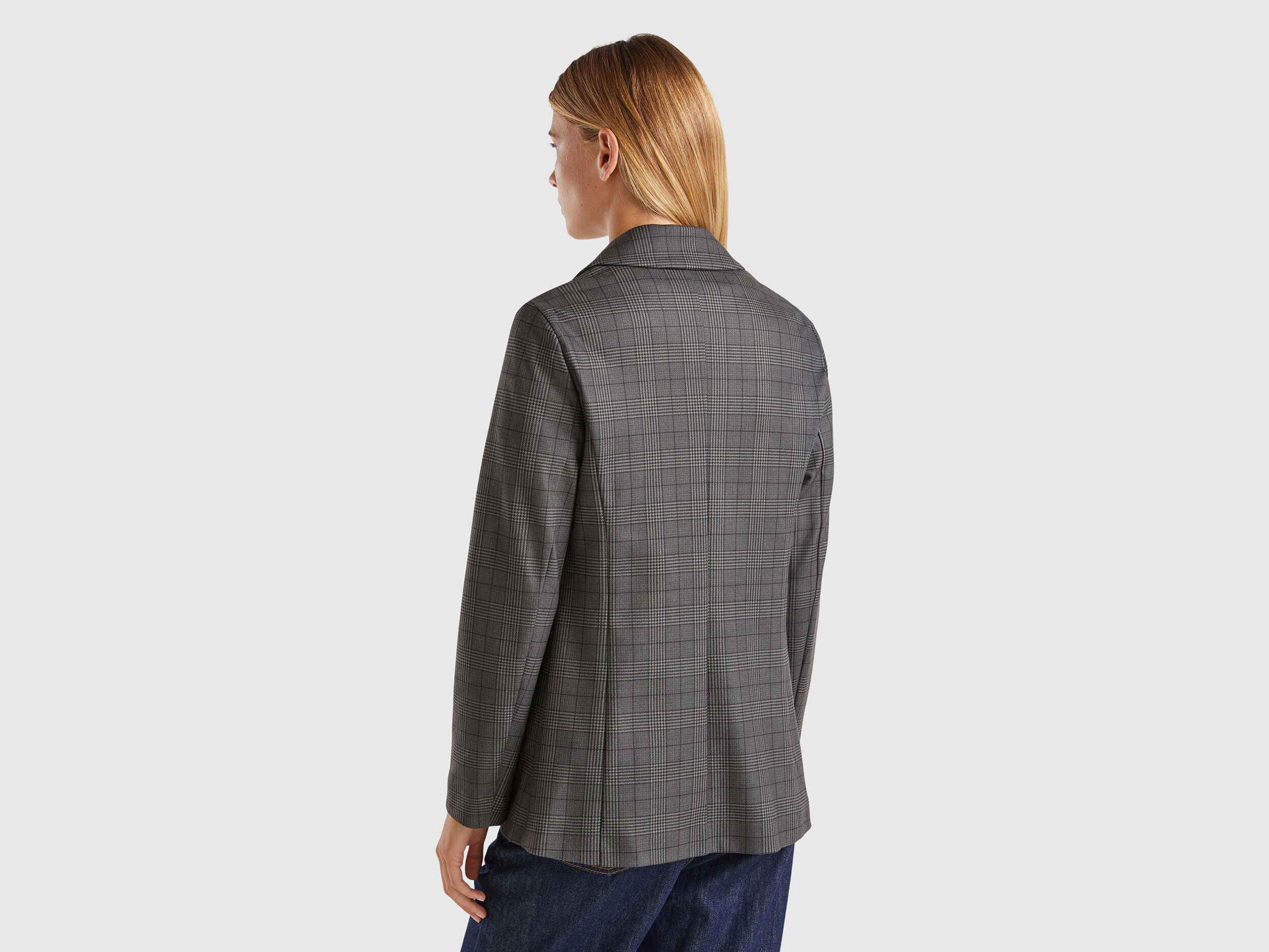 Prince of Wales unlined blazer - Dark Gray | Benetton Prince of Wales unlined blazer - Dark Gray | Benetton