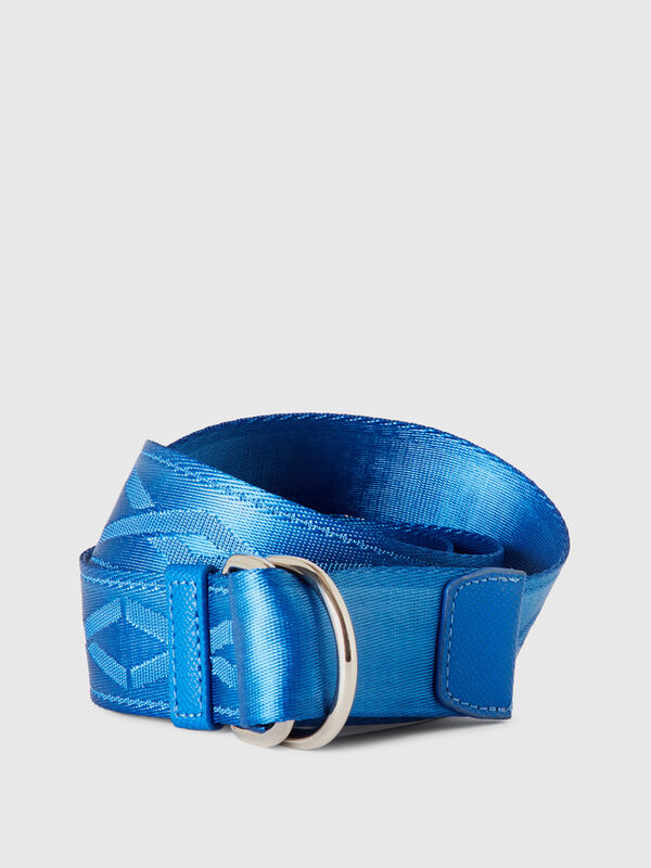 Cornflower blue belt with double ring Women