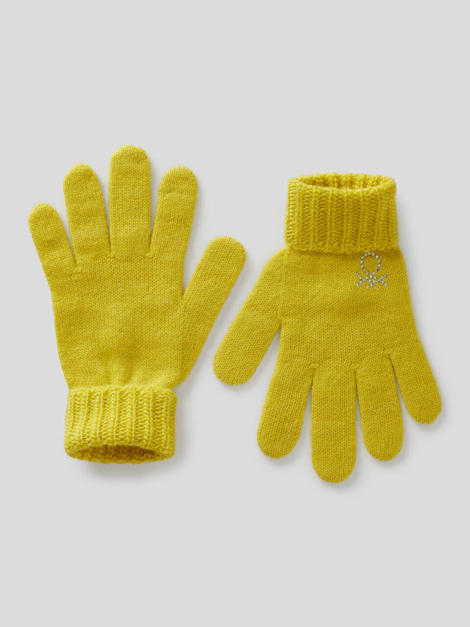 Guantes de lana mixta con logotipo de strass image number 1
