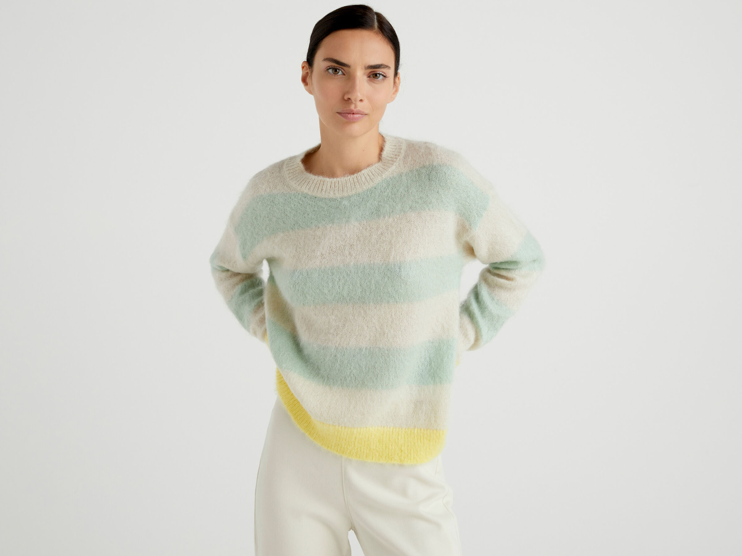 Striped sweater in mohair blend image number 3