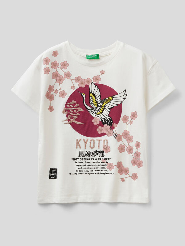 T-shirt with print and embroidery Junior Girl