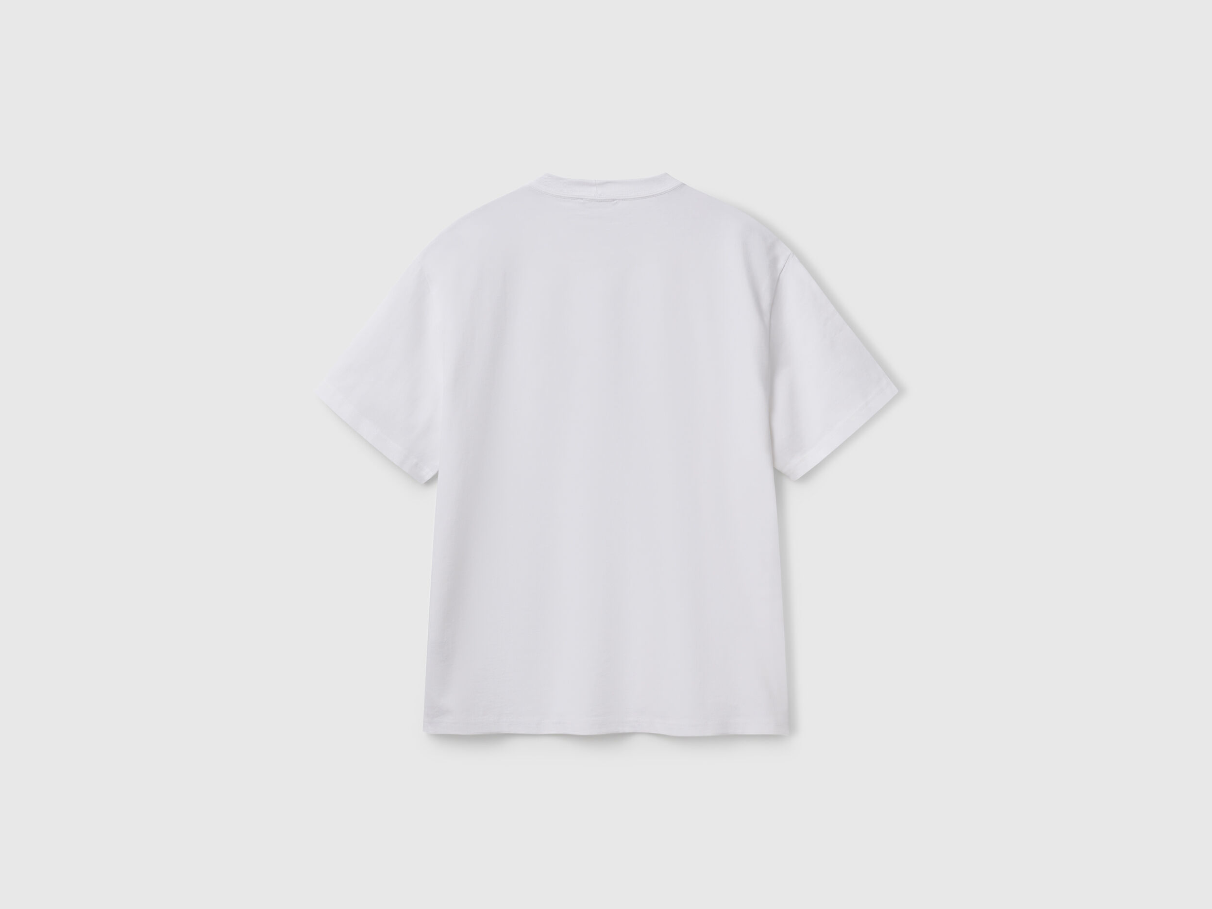 Oversized t-shirt with logo embroidery - White | Benetton