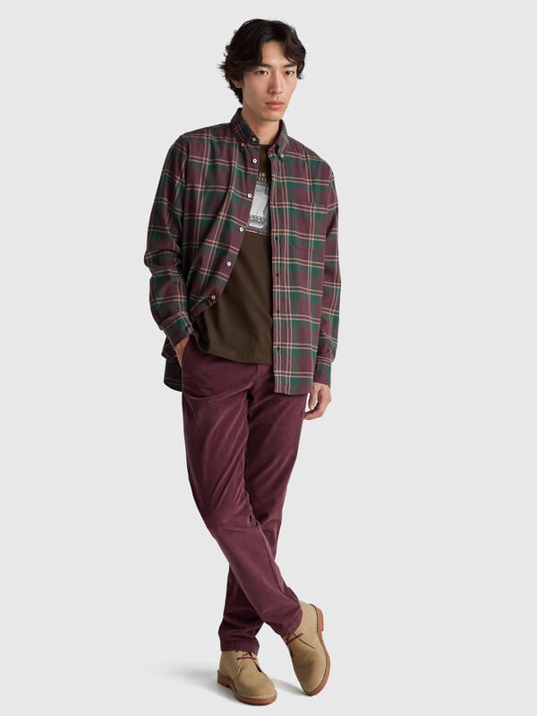 Pantalones de terciopelo elástico de corte entallado Hombre