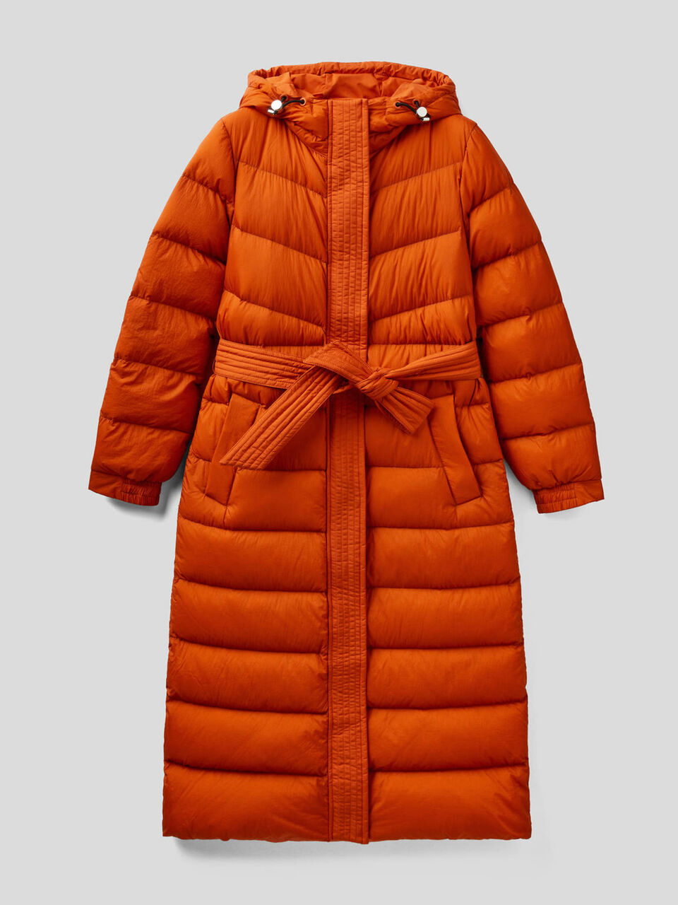Longline padded jacket with hood image number 1
