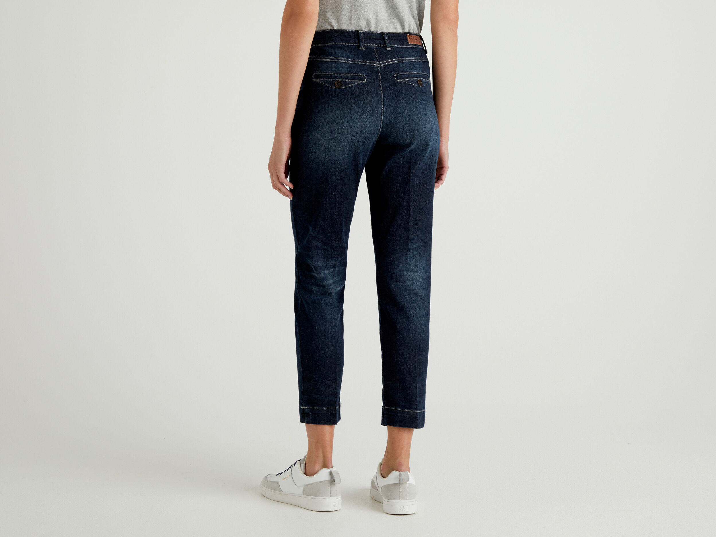 Slim fit denim chinos Blue Benetton