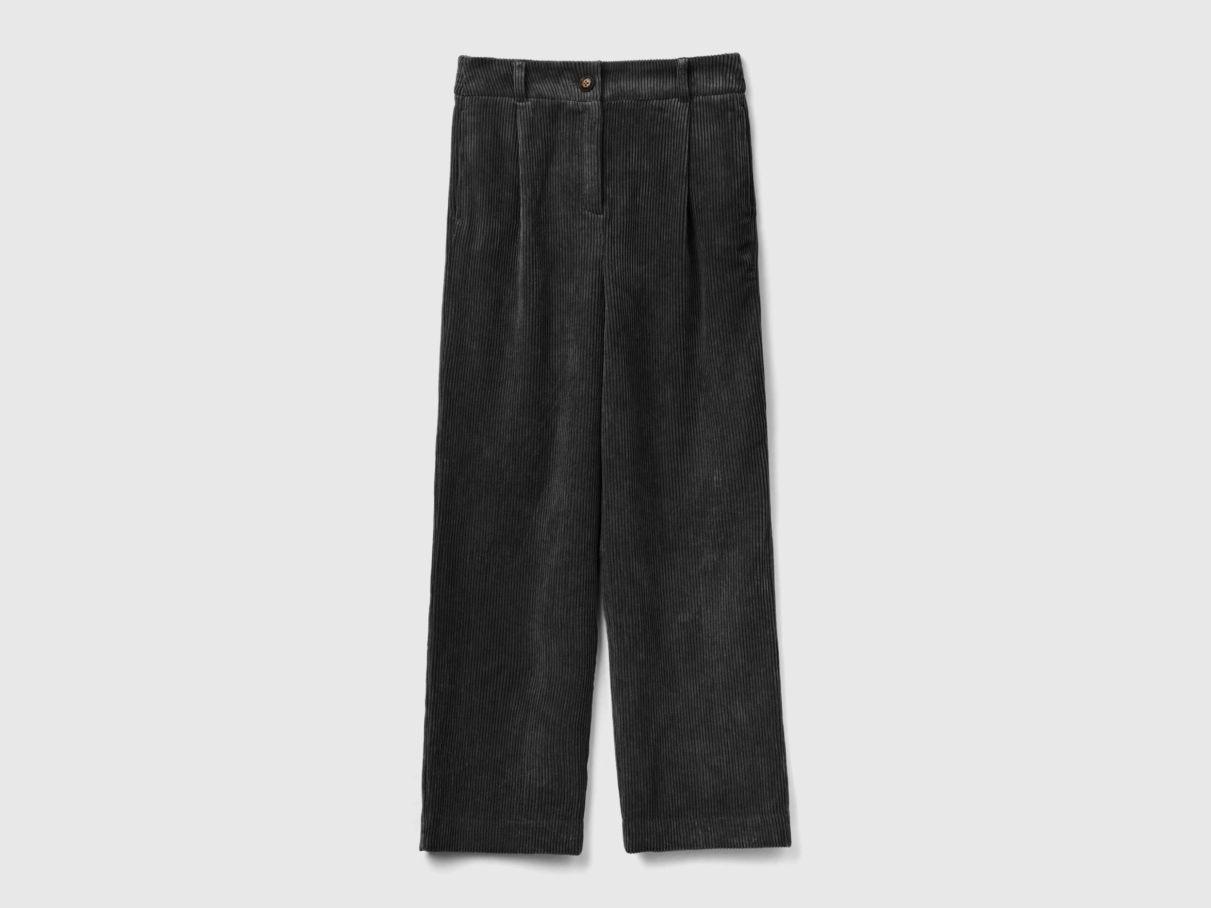 Trousers in corduroy - Black | Benetton