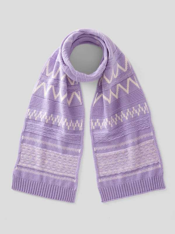 Jacquard scarf in wool blend Women