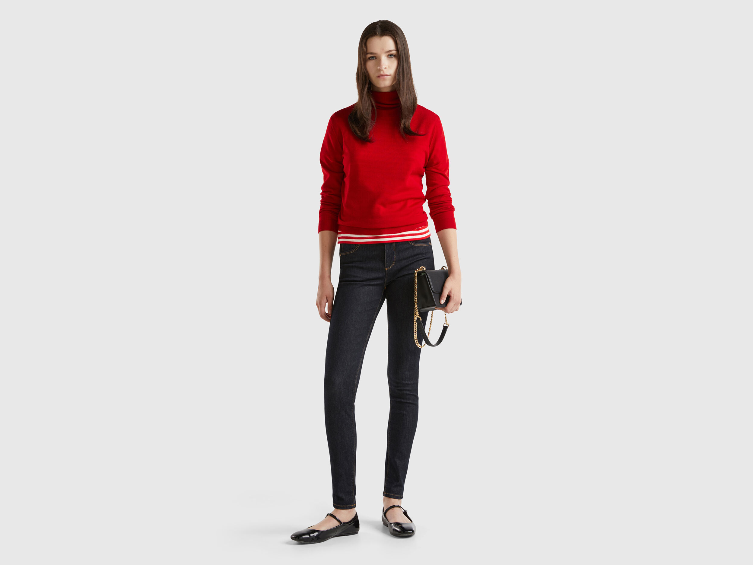 Turtleneck in pure Merino wool - Red | Benetton