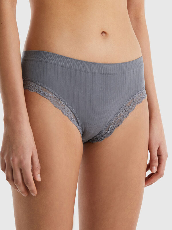 Ribbed underwear with lace Women