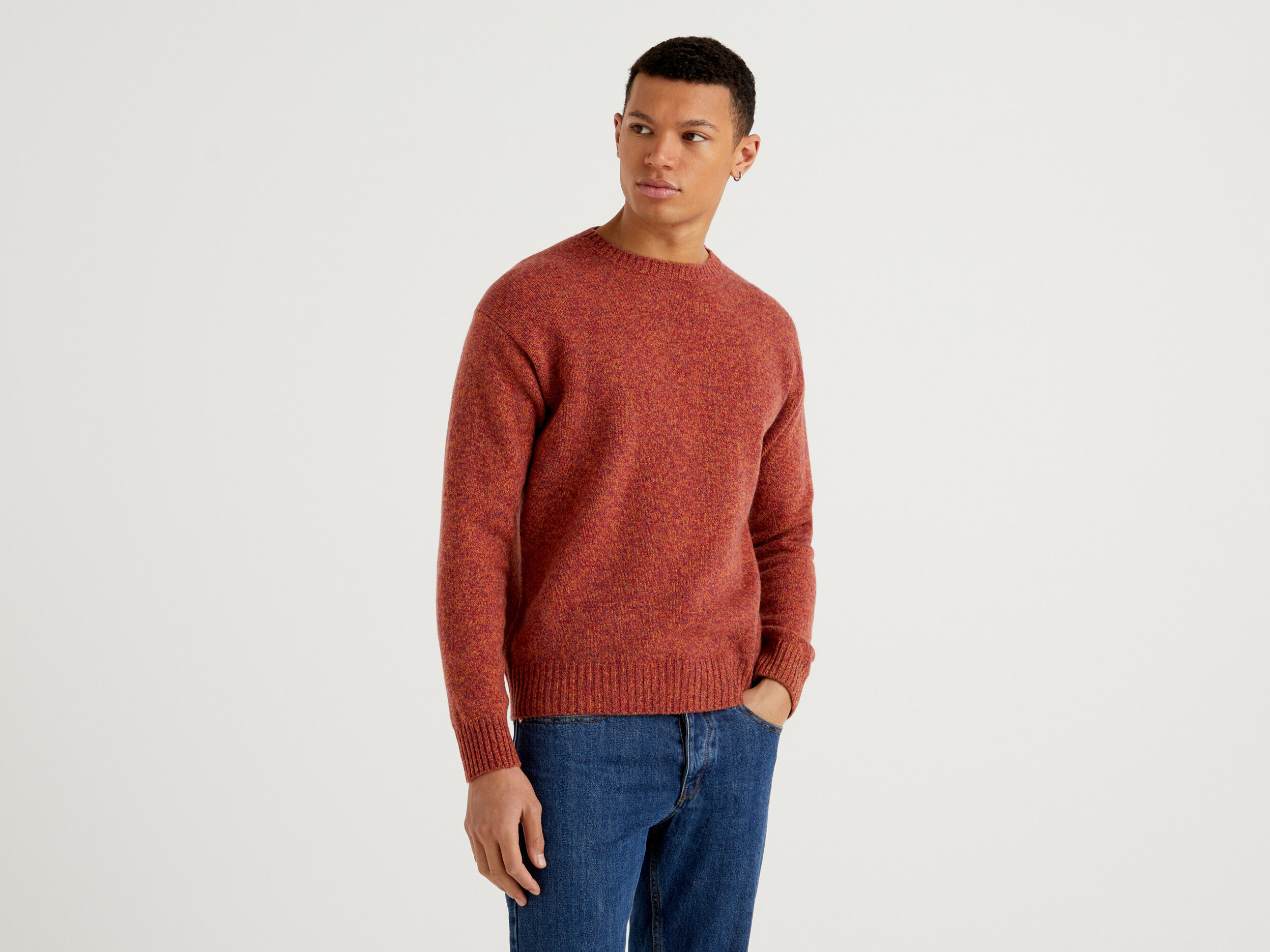 Shetland wool crew outlet neck sweater