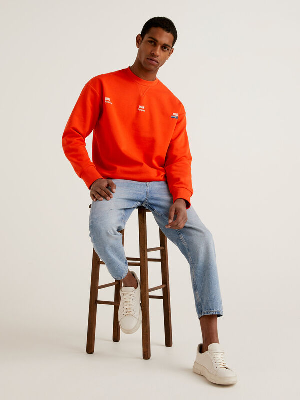 Orange sweatshirt in organic cotton Men