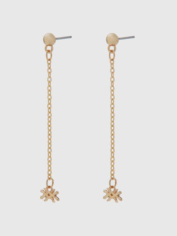 Gold pendant earrings with logo Women