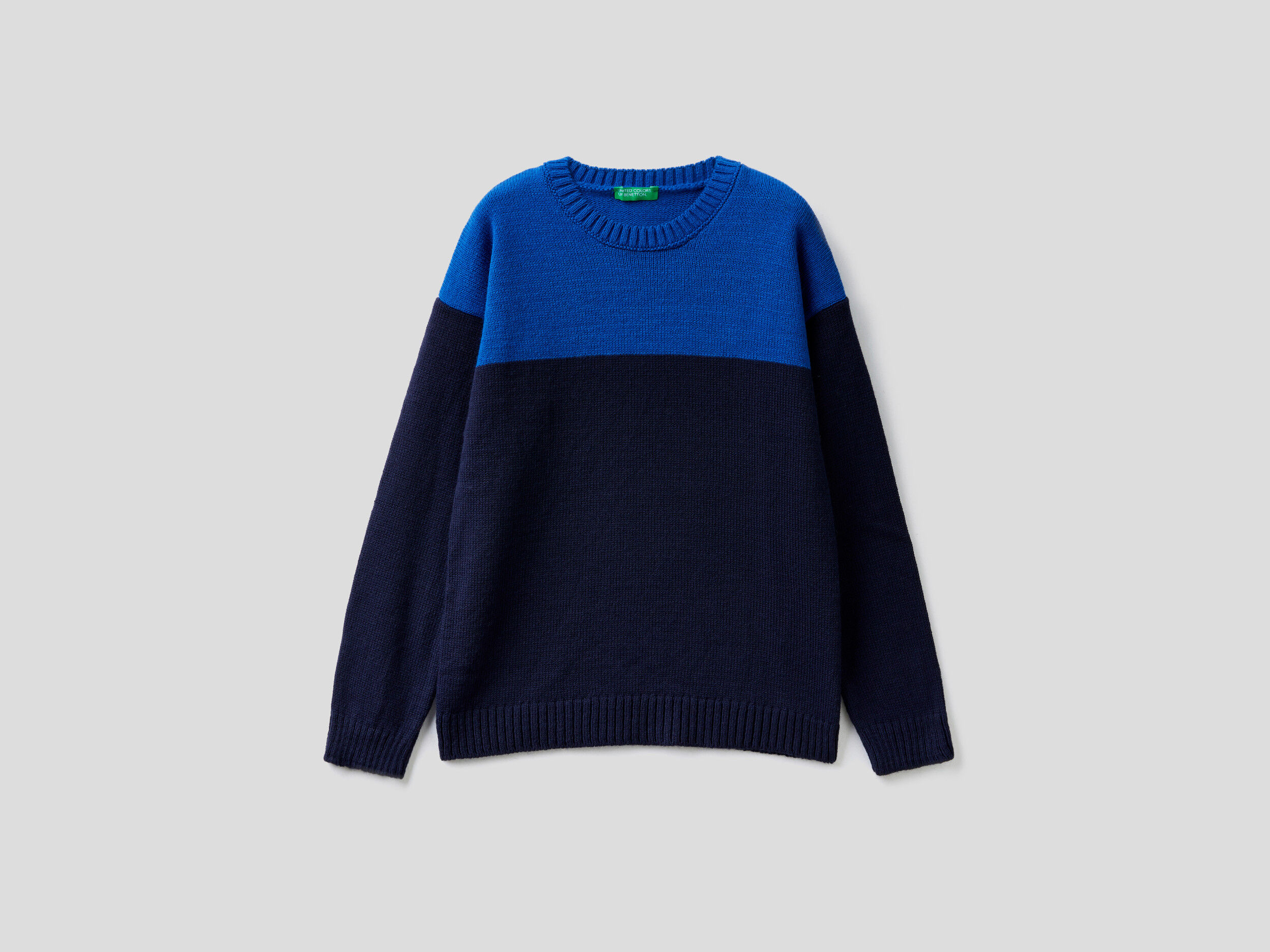Blue color block sweater on sale